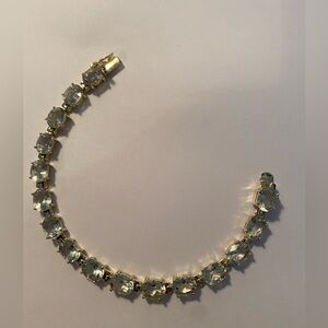Gold over sterling silver light green CZ bracelet